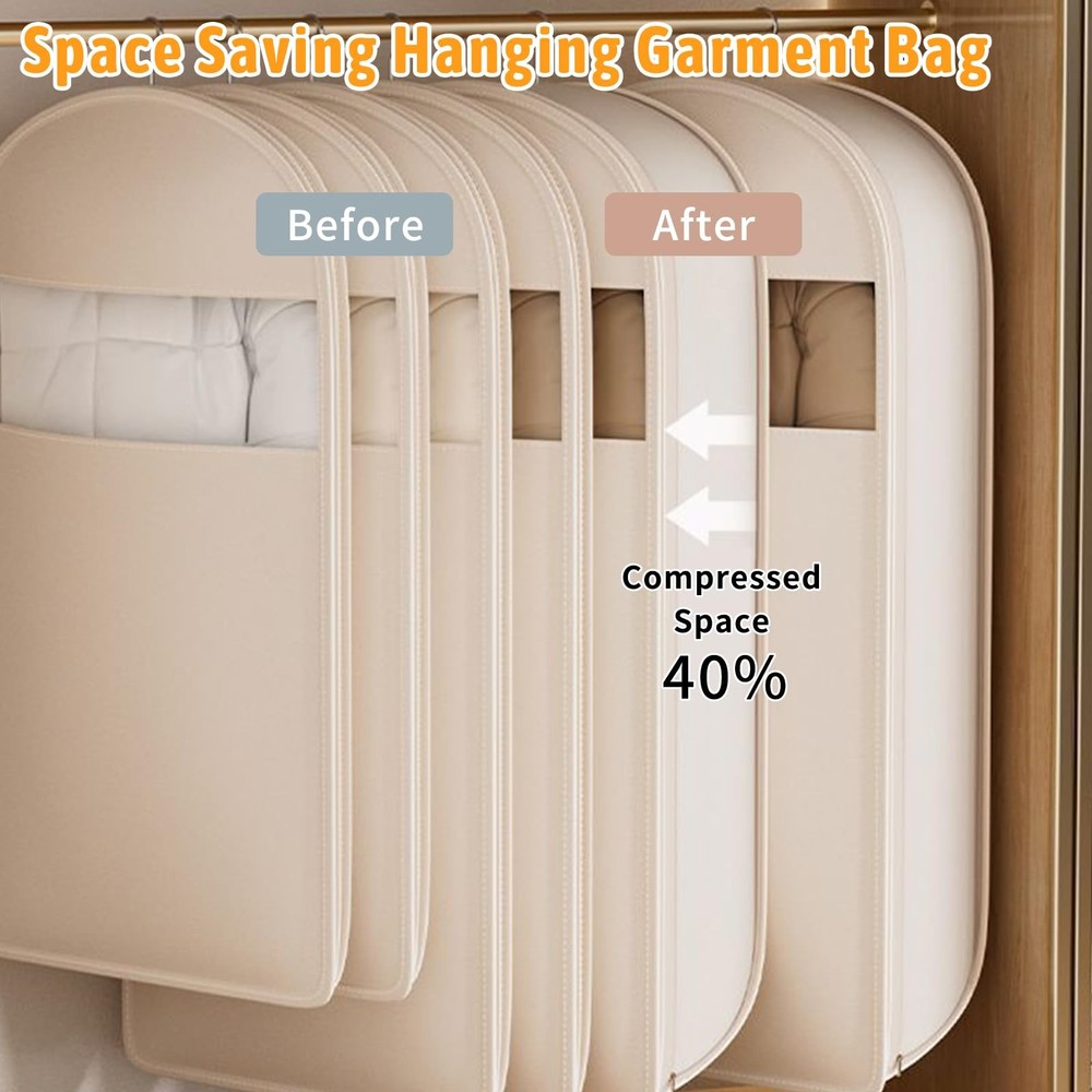 Space Saving Hanging Garment Bag with Self Compression Zipper,Space Saving Ha...