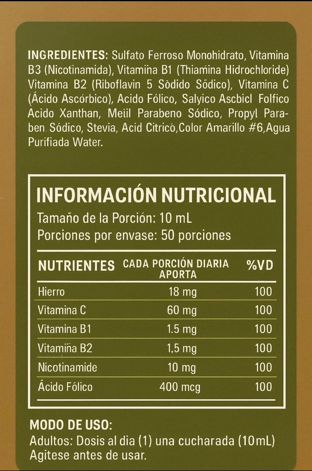 ✅ 1 BIQ-FEL - 500 ML (ORIGINAL) REMPLAZO DEL VITAFER L-GOLD ORIGINAL BIQFEL