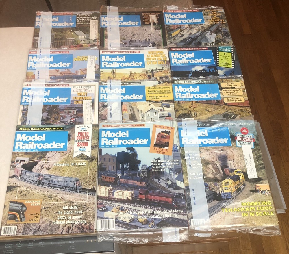 12 Model Railroader Train Magazines 1987 Complete Year