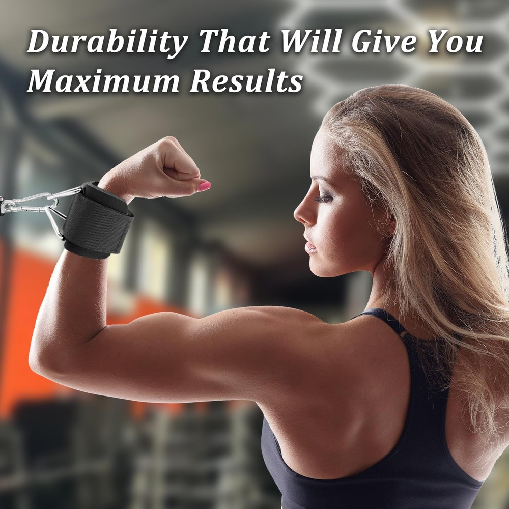 2Pack Wrist Cuffs for Cable Machine, Adjustable Neoprene Padding, One Size Fi...