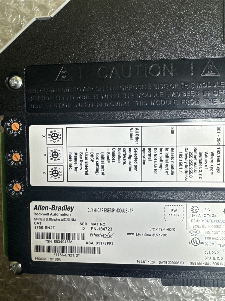 Allen Bradley 1756-EN2T Ethernet Module Ser D