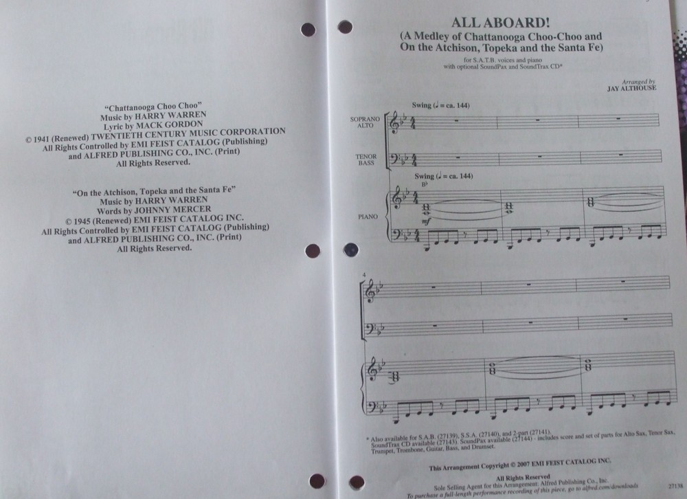 All Aboard! (medley) SATB arr Althouse single copy FS