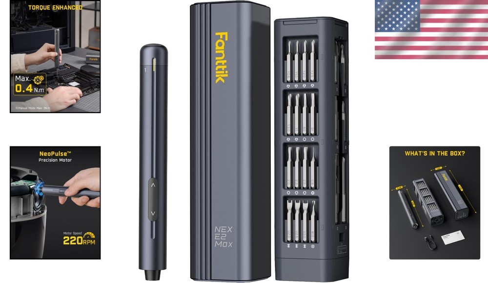 Precision Electric Screwdriver - Mini Size, 3 Torque Settings, USB-C Charging