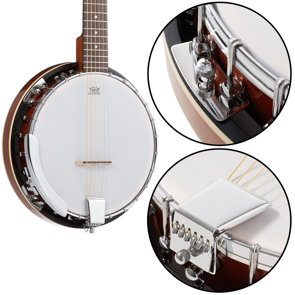 6-String Banjo - Full Size with 24 Brackets, Closed Back, Mahogany Resonator