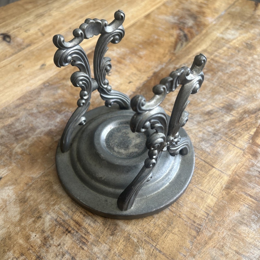 Two Handle Silver Plate Base 5.5"D 6.25"H Vintage