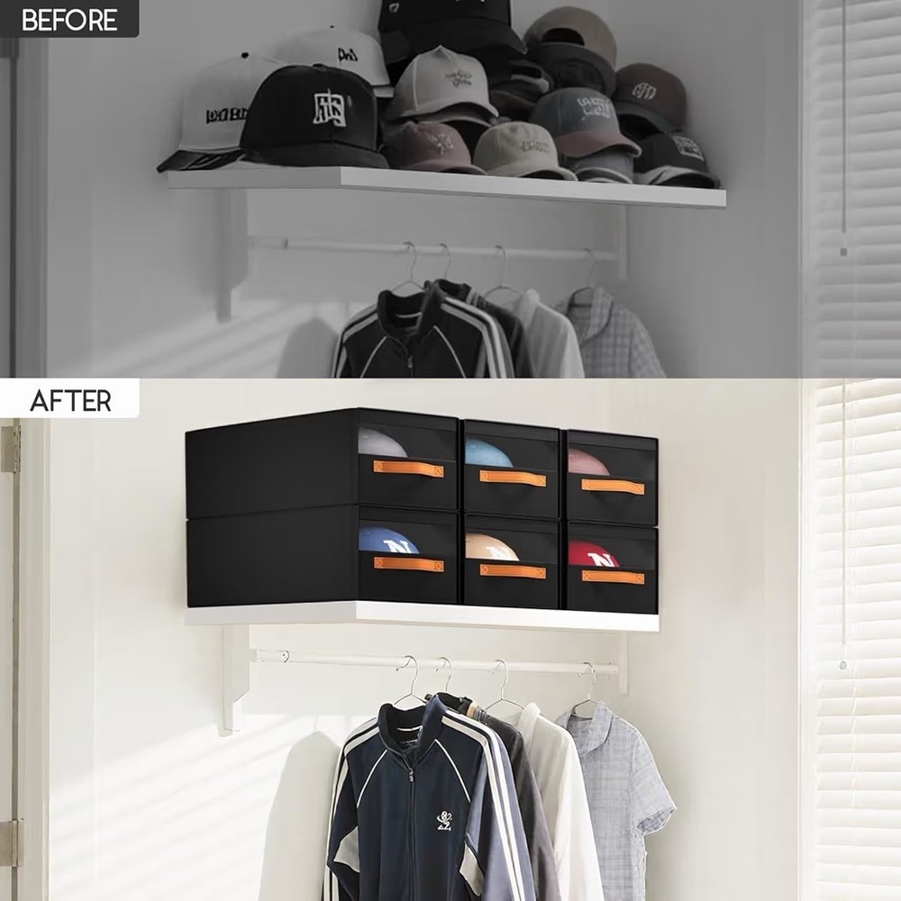 Hat Organizer for Baseball Caps - 3 Pack Pull-Out Drawer Hat Storage
