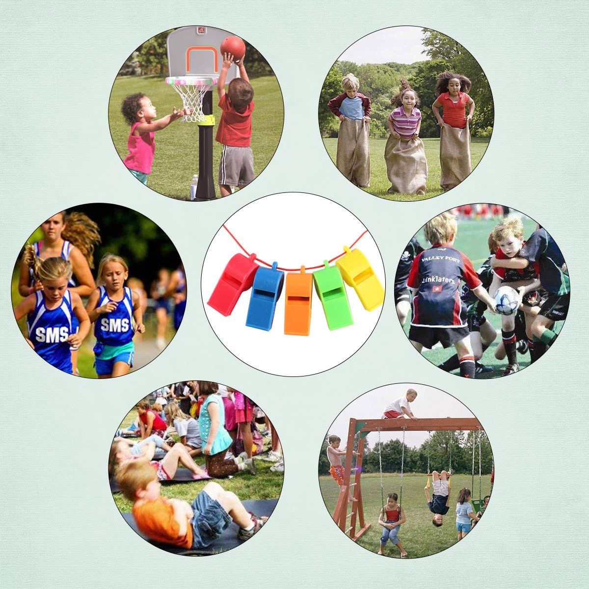 72Pcs Plastic Whistles, Bulk Whistles, Training Sports Whistles with Lanyard