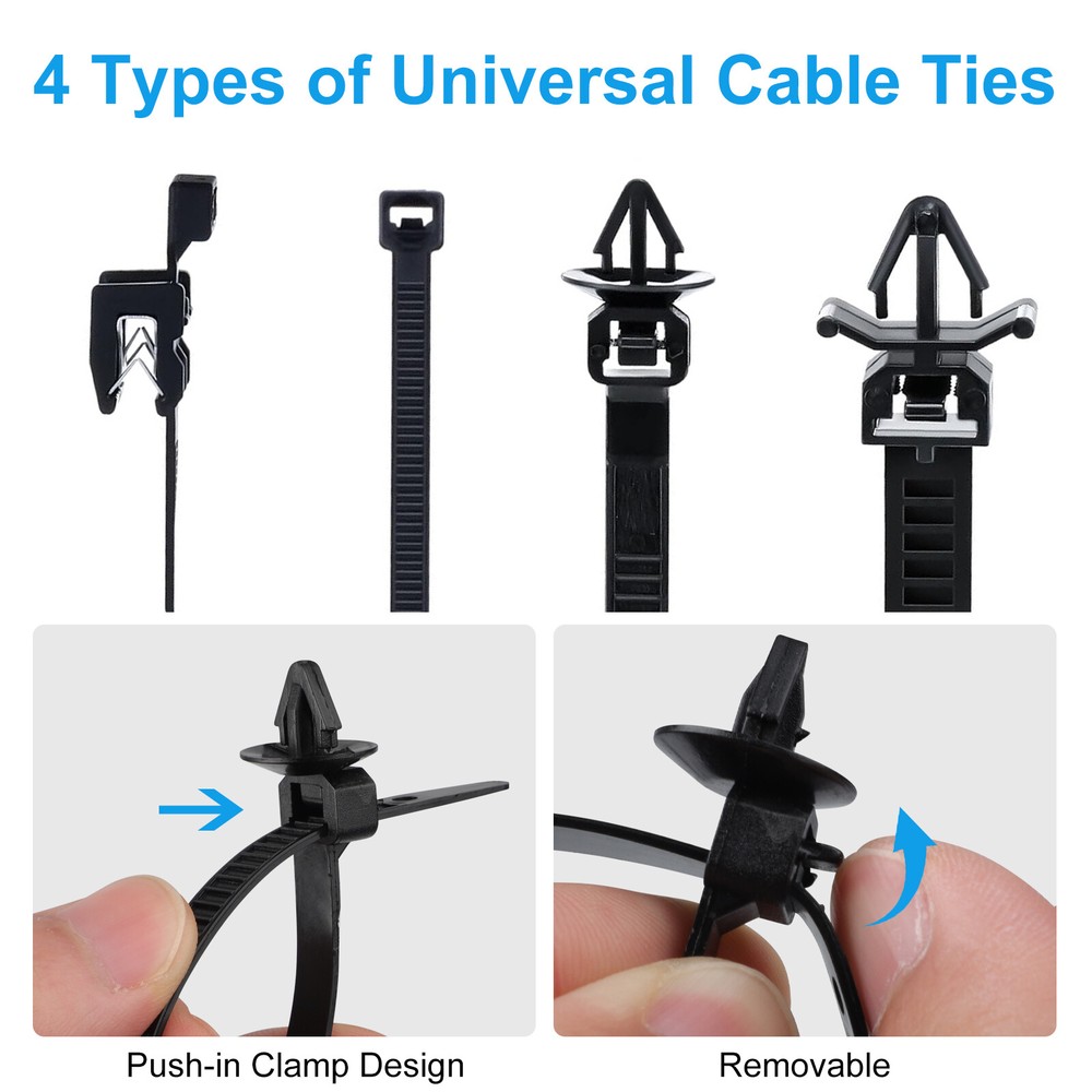 200pcs Wire Harness Clip Assortment 15 Sizes Nylon Cable Ties & Retainers for GM