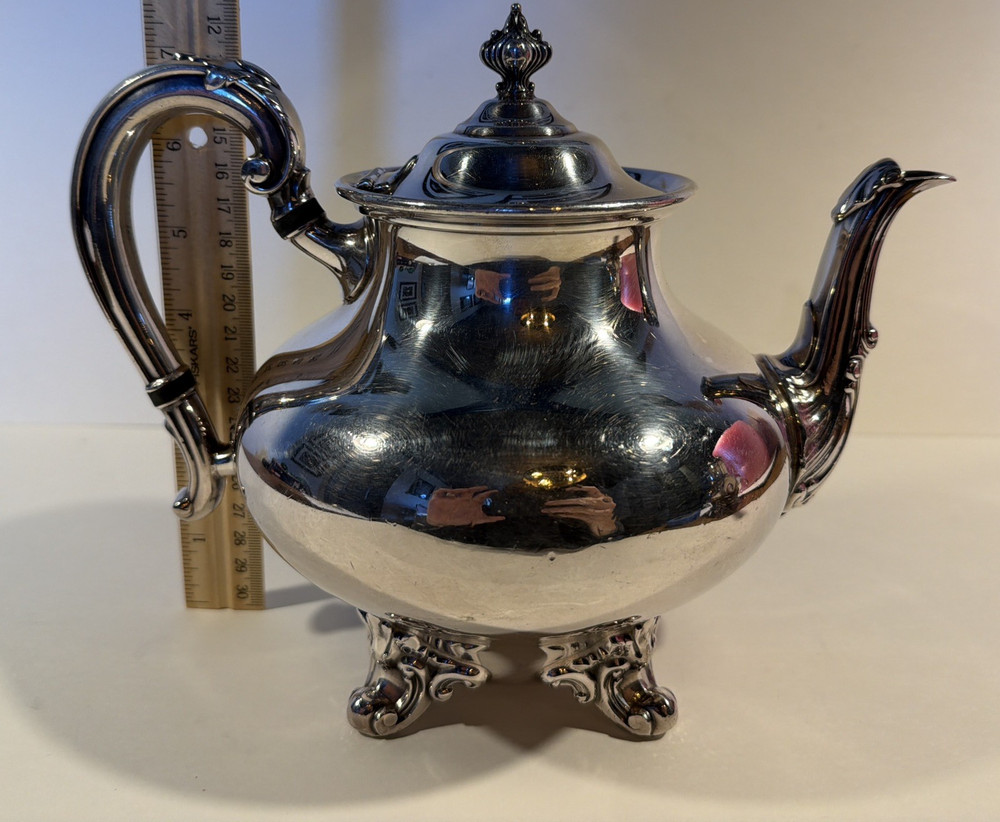 Reed & Barton Regent 5600 Silverplate Tea Coffee Pot Set Footed Vintage