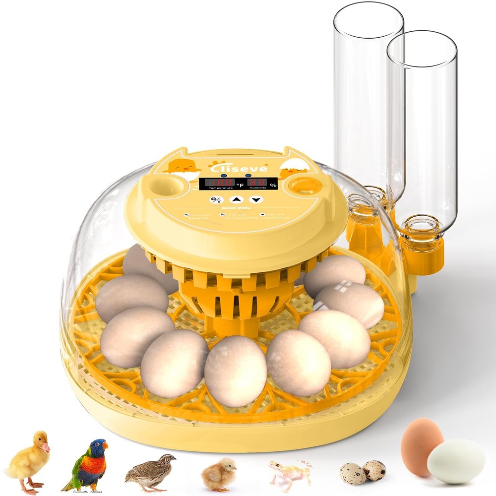 Egg Incubator for Hatching Chicks, Automatic Egg Turner Holds 12 Eggs, Smart Inc