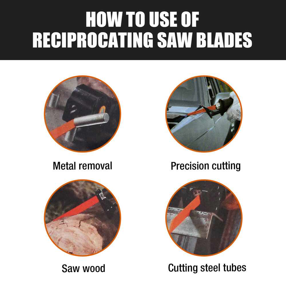 10PC Reciprocating Saw Blades Set Electric Metal Wood Pruning Plastic 1/2"