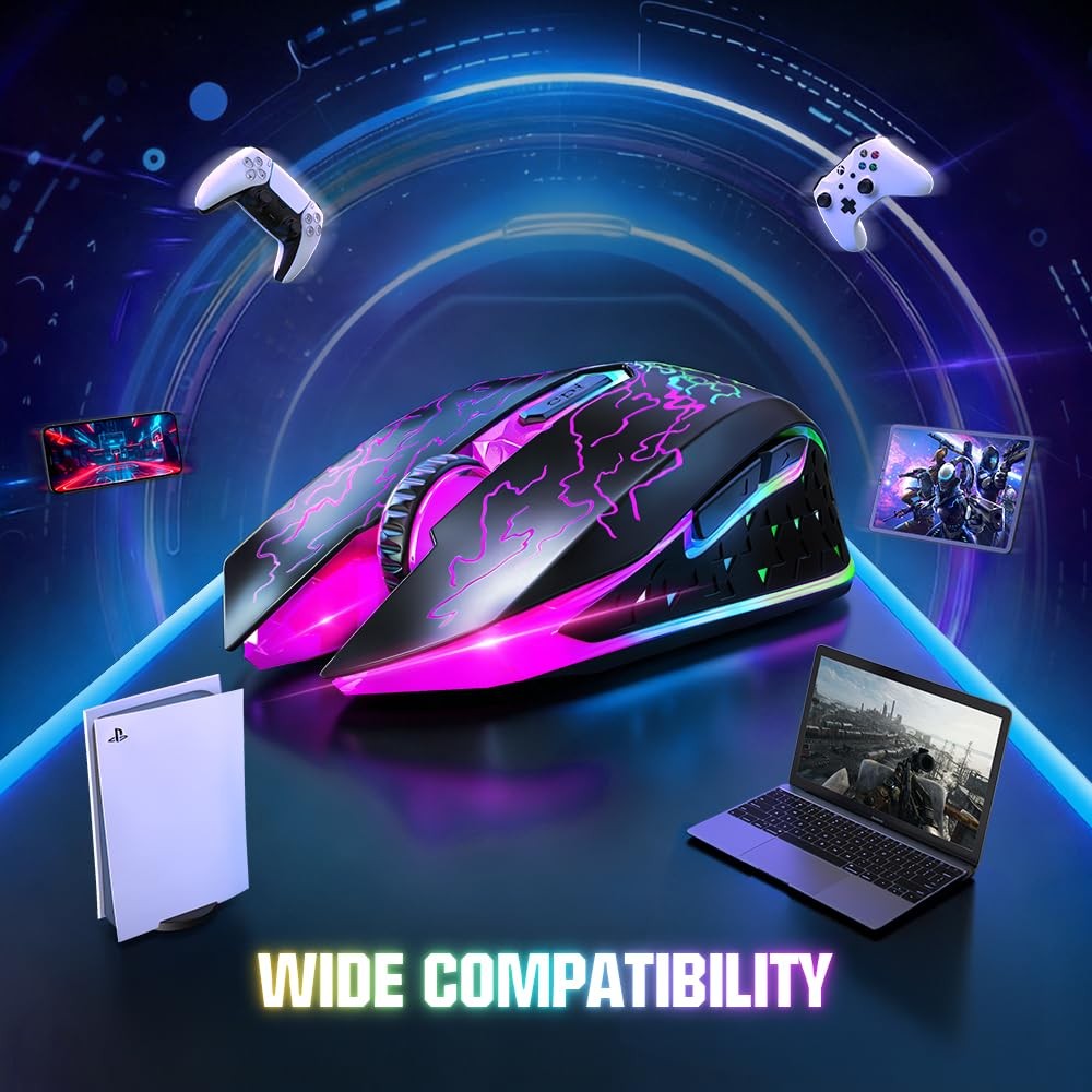 VersionTECH. Wireless Gaming Mouse, Rechargeable Computer Mouse Mice with Col...