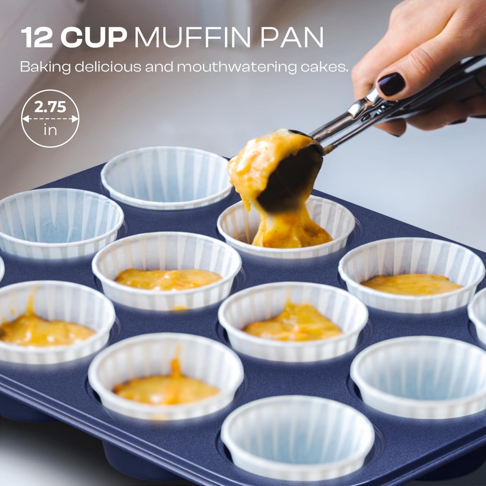 Baking Pans Set 8-Piece Bakeware Sets, Sets for Cooking Diamond Blue