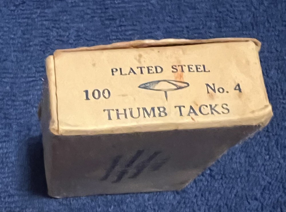 Vintage NOESTING No. 4 Solid Head Steel Plated Thumb Tacks (1/2”)