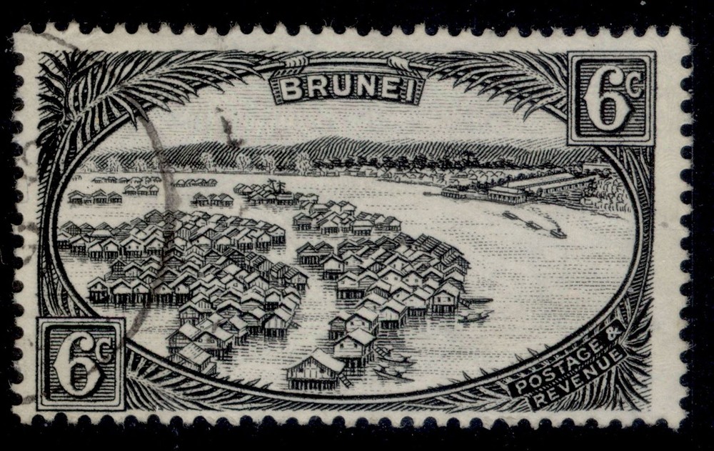 BRUNEI GVI SG83, 6c black, FINE USED.