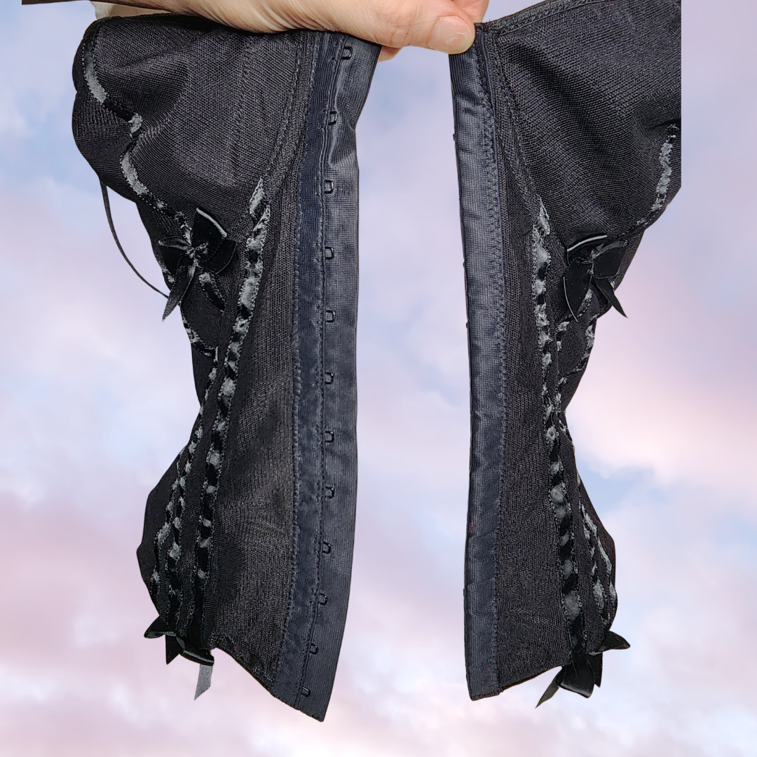 Vtg 90s Frederick's Hollywood Black Corset Bustier Lingerie Sheer Padded Top 38