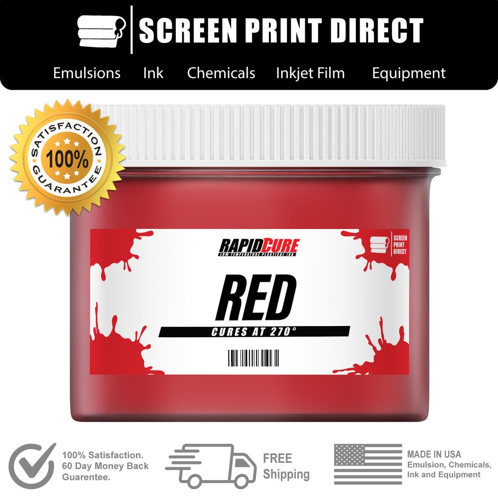 Red - Low Temperature Cure Plastisol Ink For Screen Printing - All Sizes