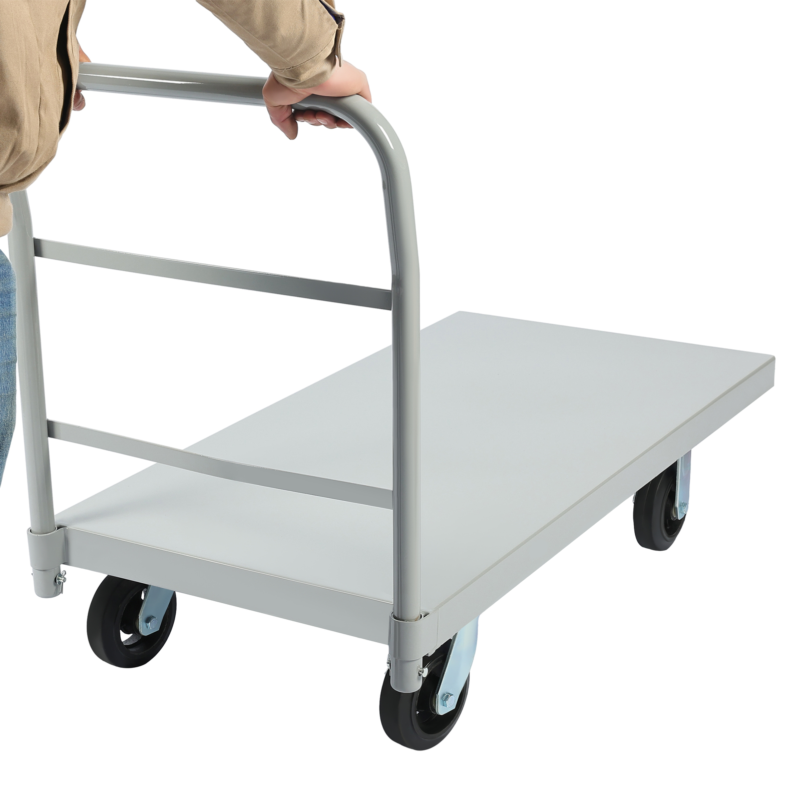 Platform Hand Truck 2000lb Capacity Steel Heavy Duty Flat Dolly Cart W/ Wheels