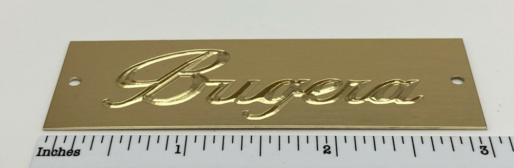 Custom Engraved Solid Brass Bugera Badge - PAIR