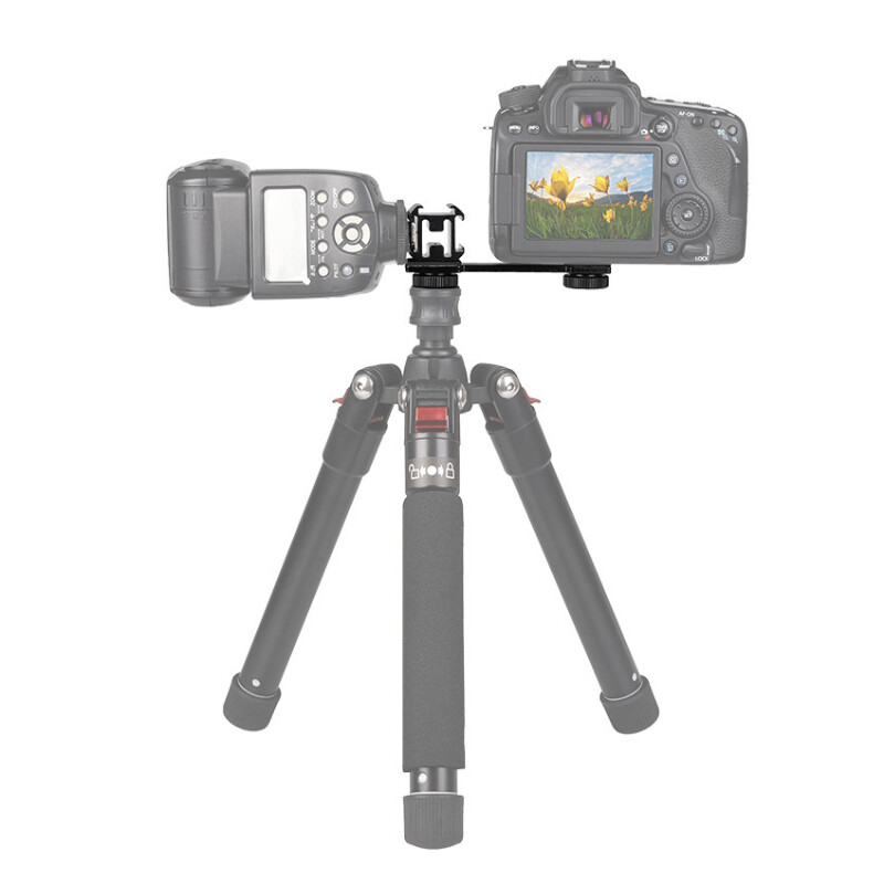 Triple Cold Shoe Mount Extension Flash Bracket Camera Mic Stand Adapter
