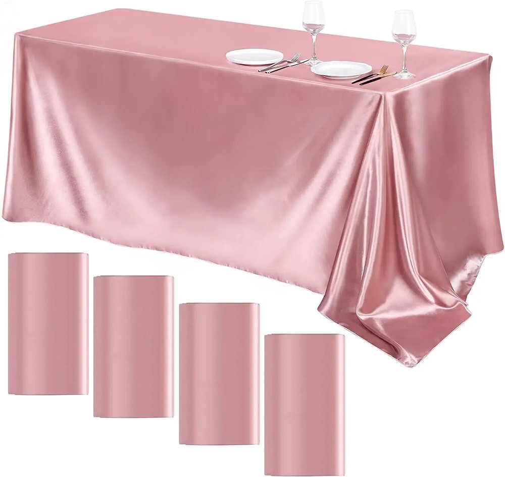 Rectangle Wedding Satin Tablecloth 145x260CM Bright Smooth Silk Table Cover