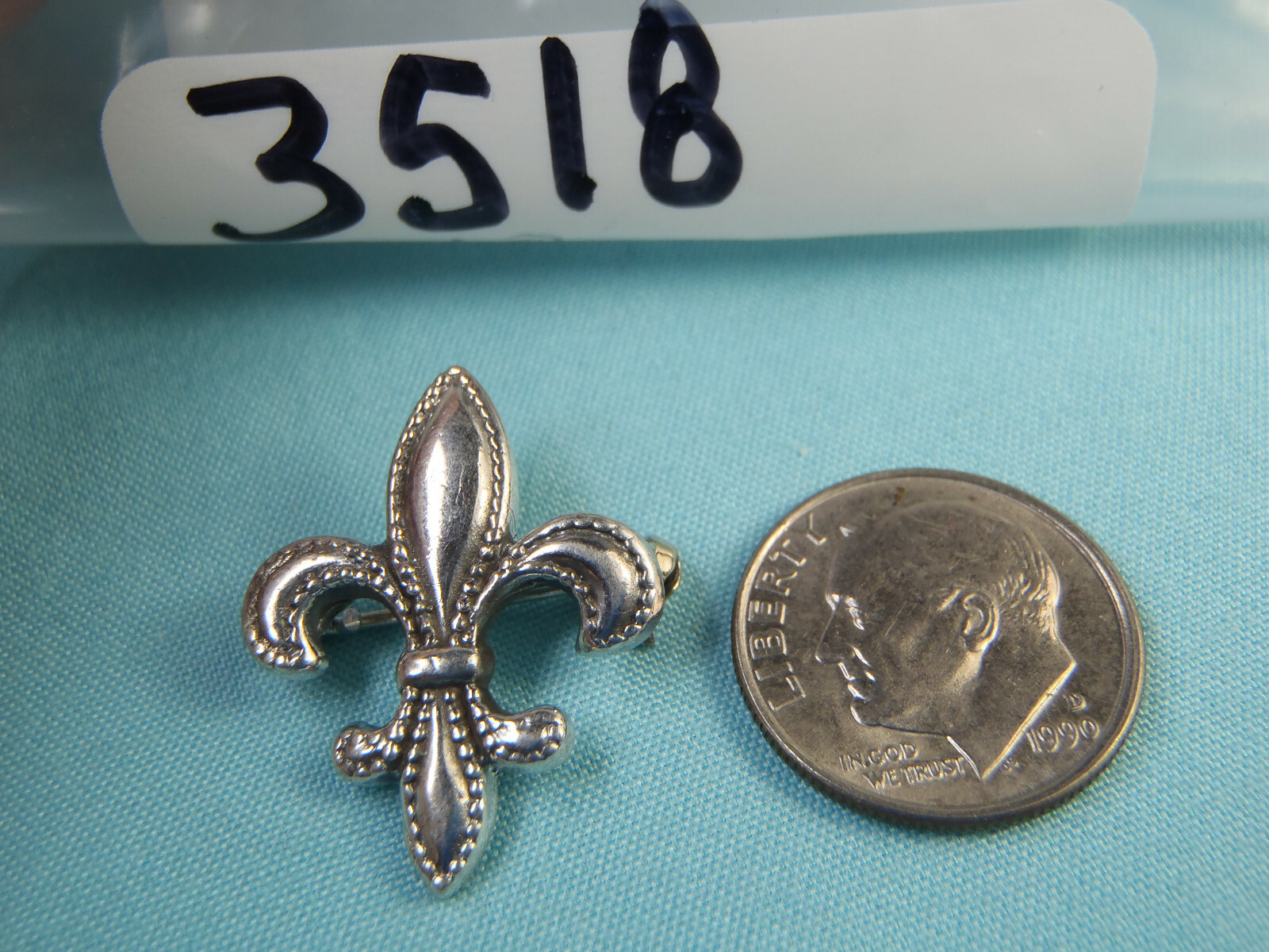 Estate Sterling Silver Fleur De Lis Brooch Pin Pendant 23mm x 19mm 2.0 Grams