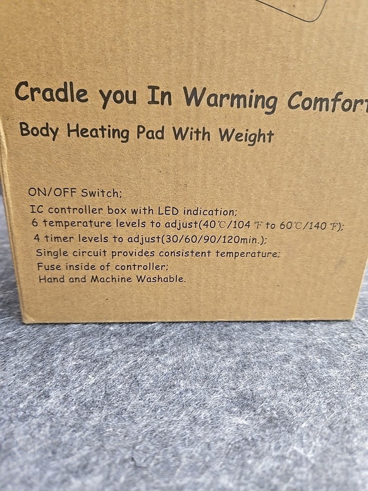 Weighted Heating Pad Electric Soft Microfiber Blue Intelligent Temp Control