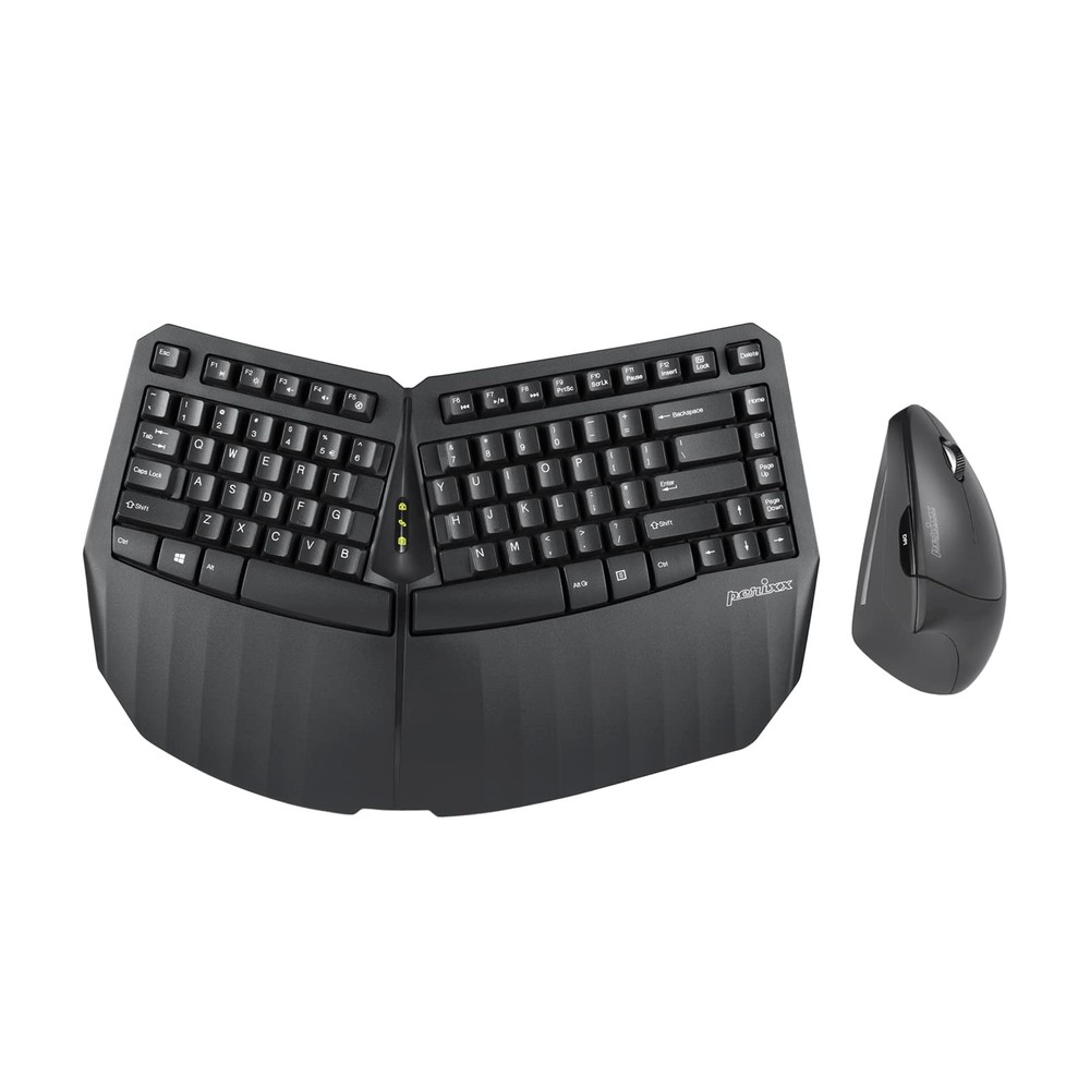 Wireless Ergonomic Compact Keyboard & 6-Button Vertical Mouse Bundle - Black
