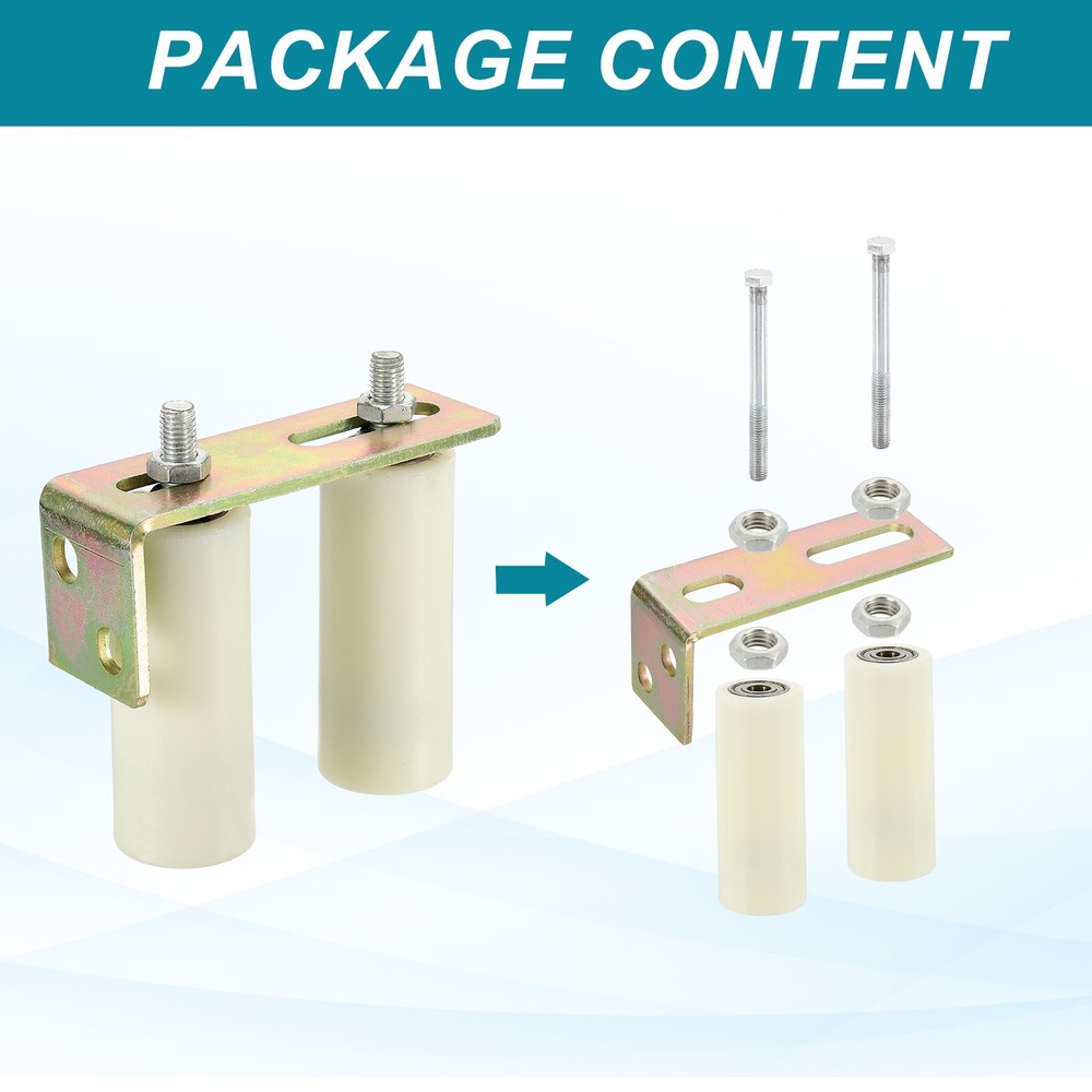 2Set Slide Gate Guide Roller 4.7" Adjustable Nylon Rollers with Bracket, White