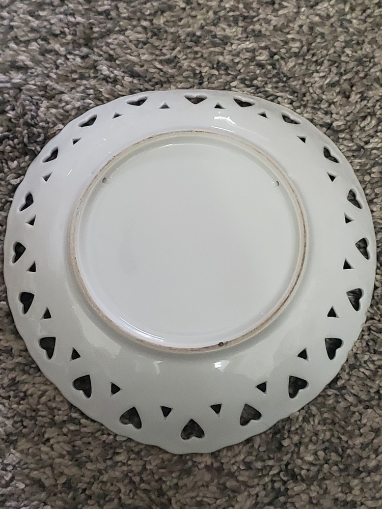 Heart Shaped Dish Painted Flowers Signed Trida K.