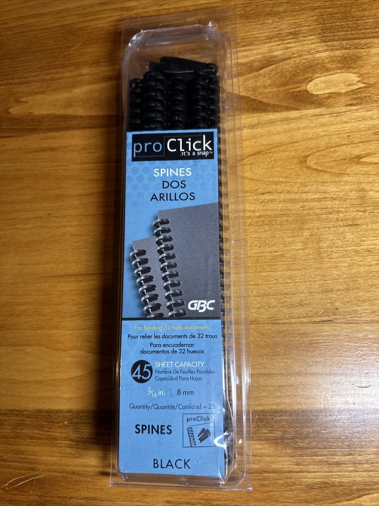 ProClick Modular Binding System Black Spines 5/16”   25 spines in package  NEW