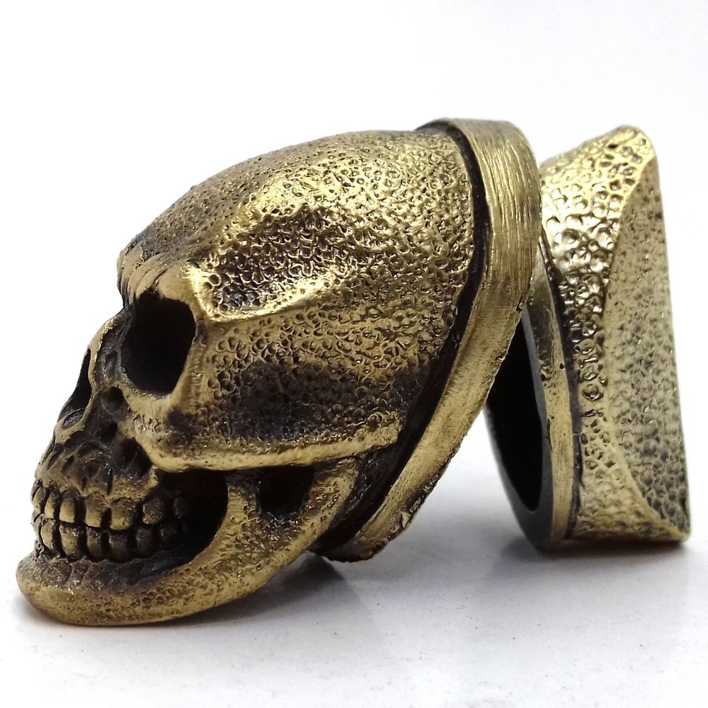 SET SKULL SOLID BRONZE FINGER GUARD BOLSTER & POMMEL CUSTOM KNIFE MAKING