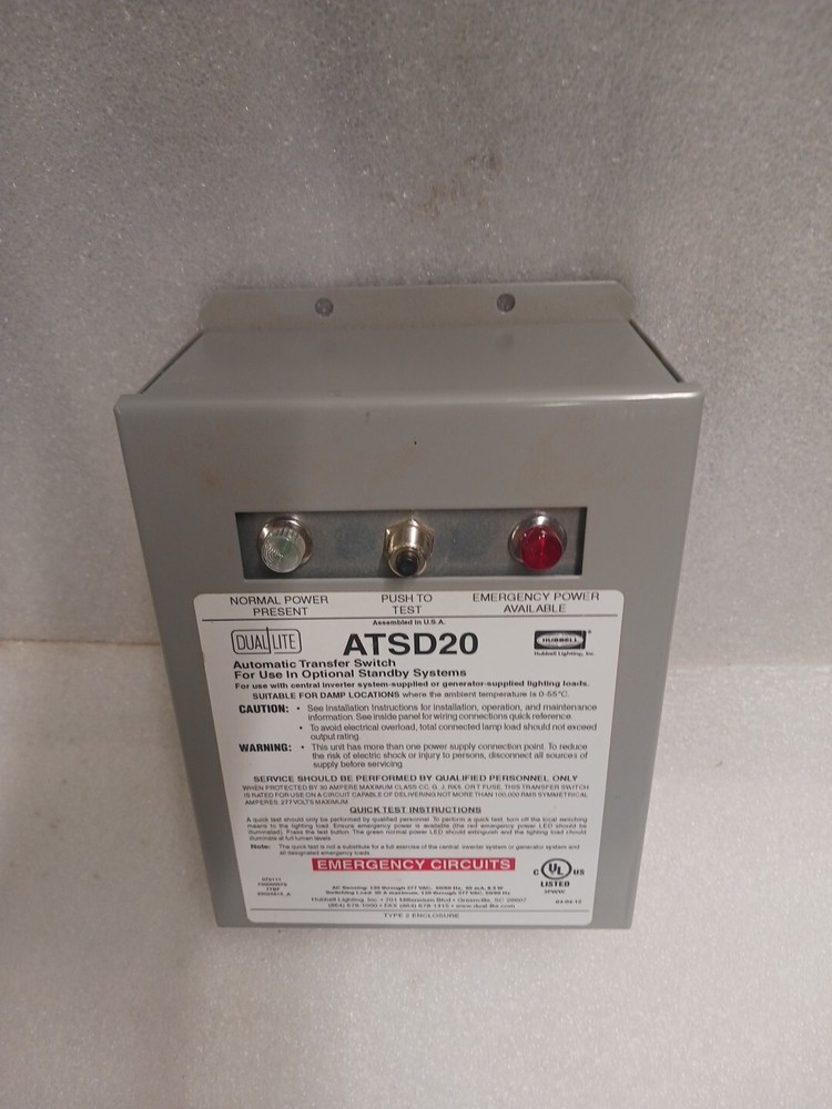 Hubbell Dual Lite Automatic Transfer Switch ATSD20 (1N)