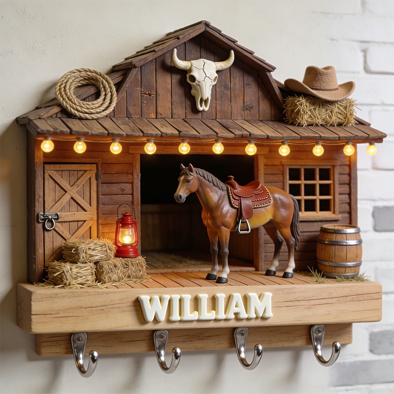 Personalized equestrian themed wall hooks key holder