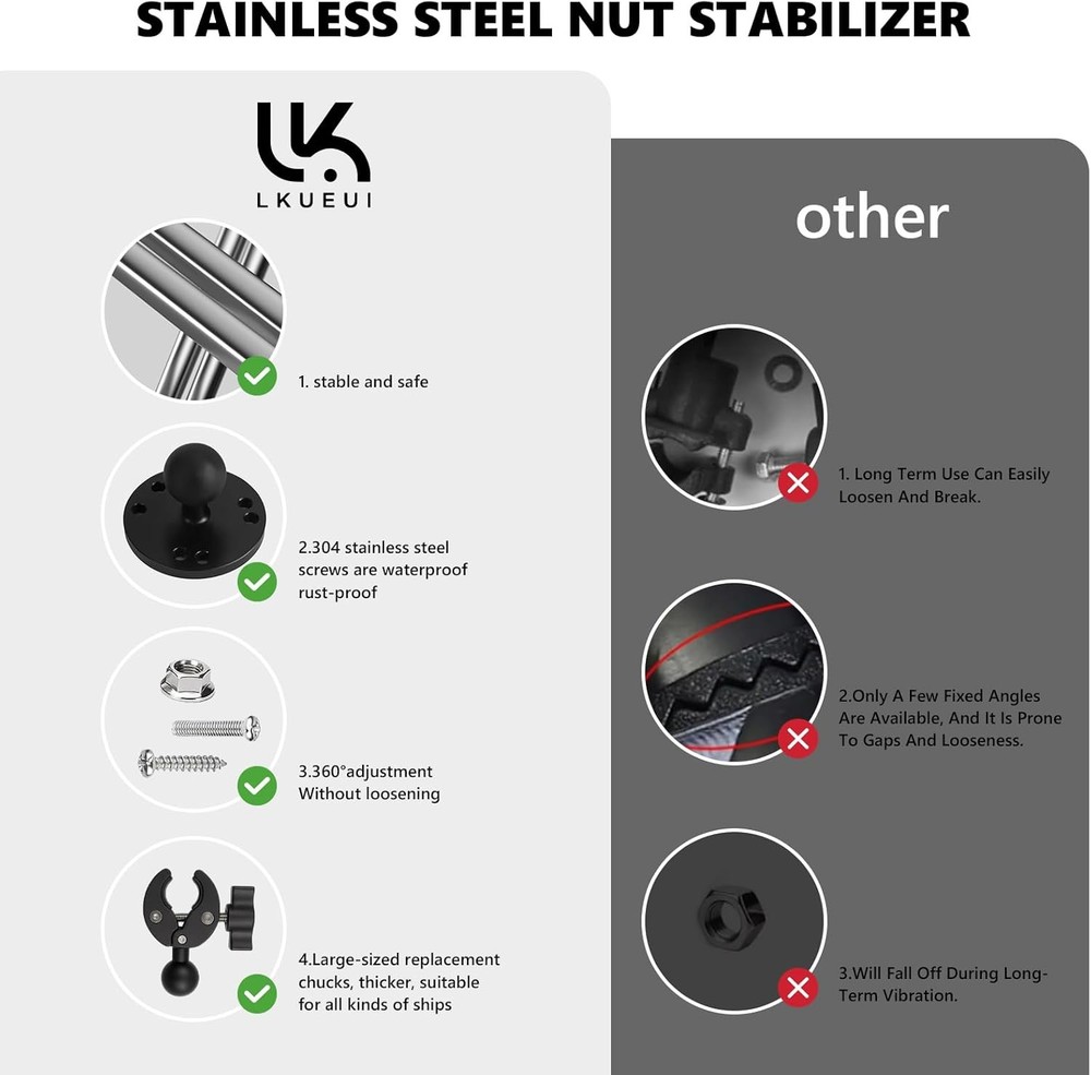 Trolling Motor Stabilizer Mount Support Bracket, Anti-Vibration Adjustable for K