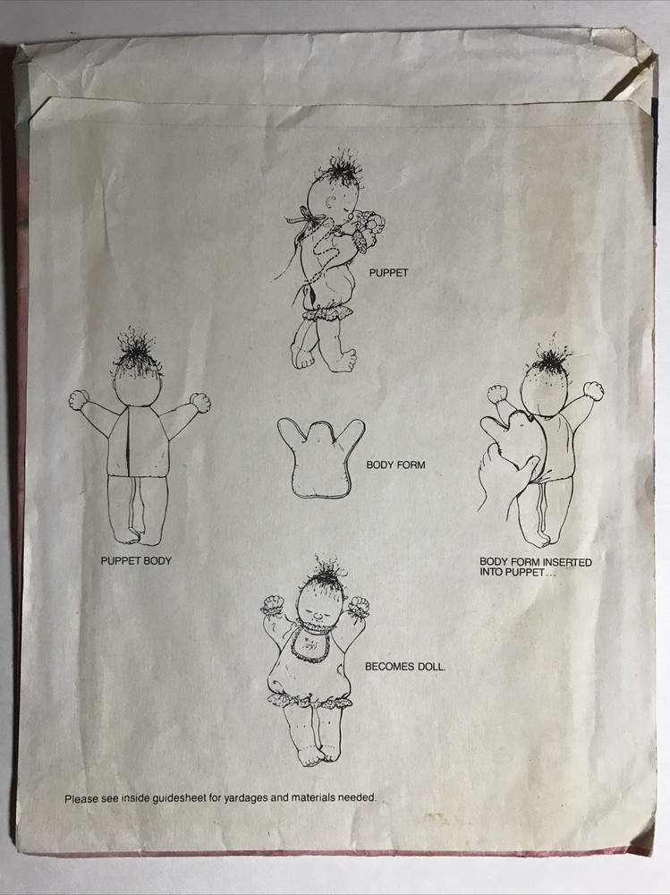 UNCUT McCall’s 9373 Puppet Doll Romper & Bunting Sewing Pattern