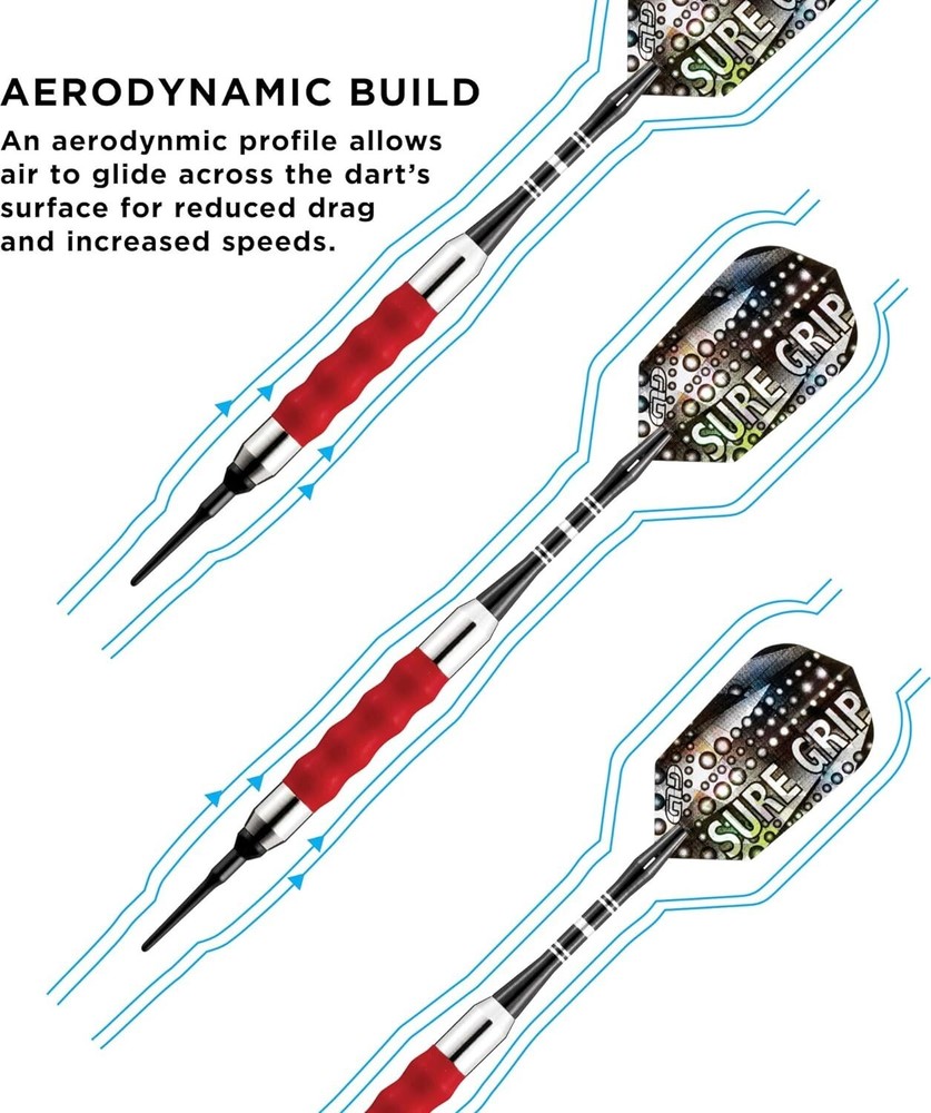 Viper Sure Grip Soft Tip Darts, Red, 16 Grams