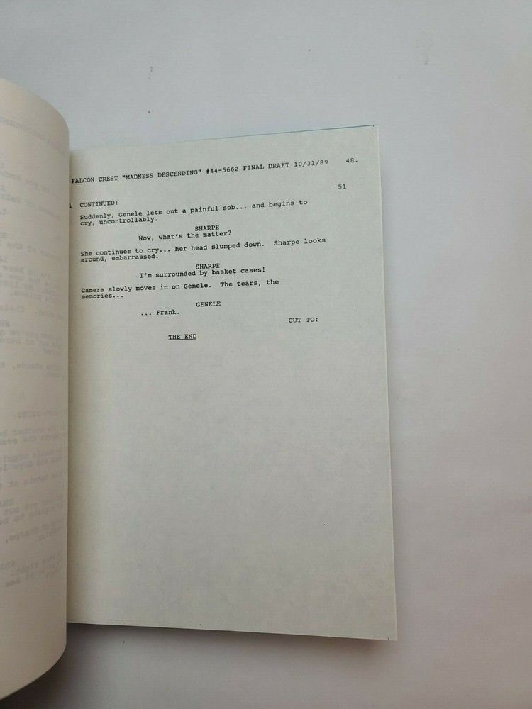 FALCON CREST / 1989 TV Script, Wendy Phillips & David Selby "Madness Descending"