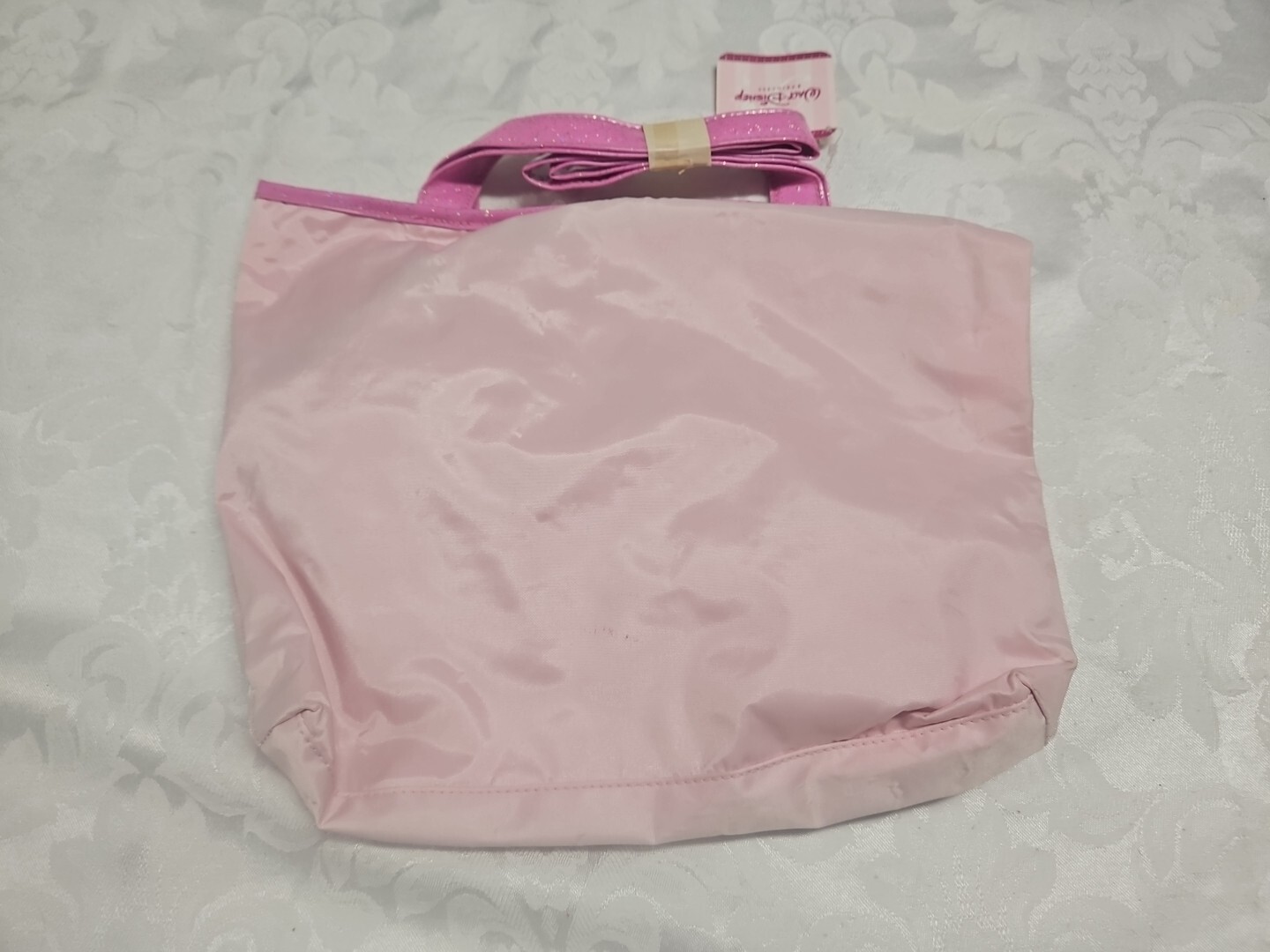 Disney Princess' Glitter Tote Bag Satin Pink Girls 11X12 NEW