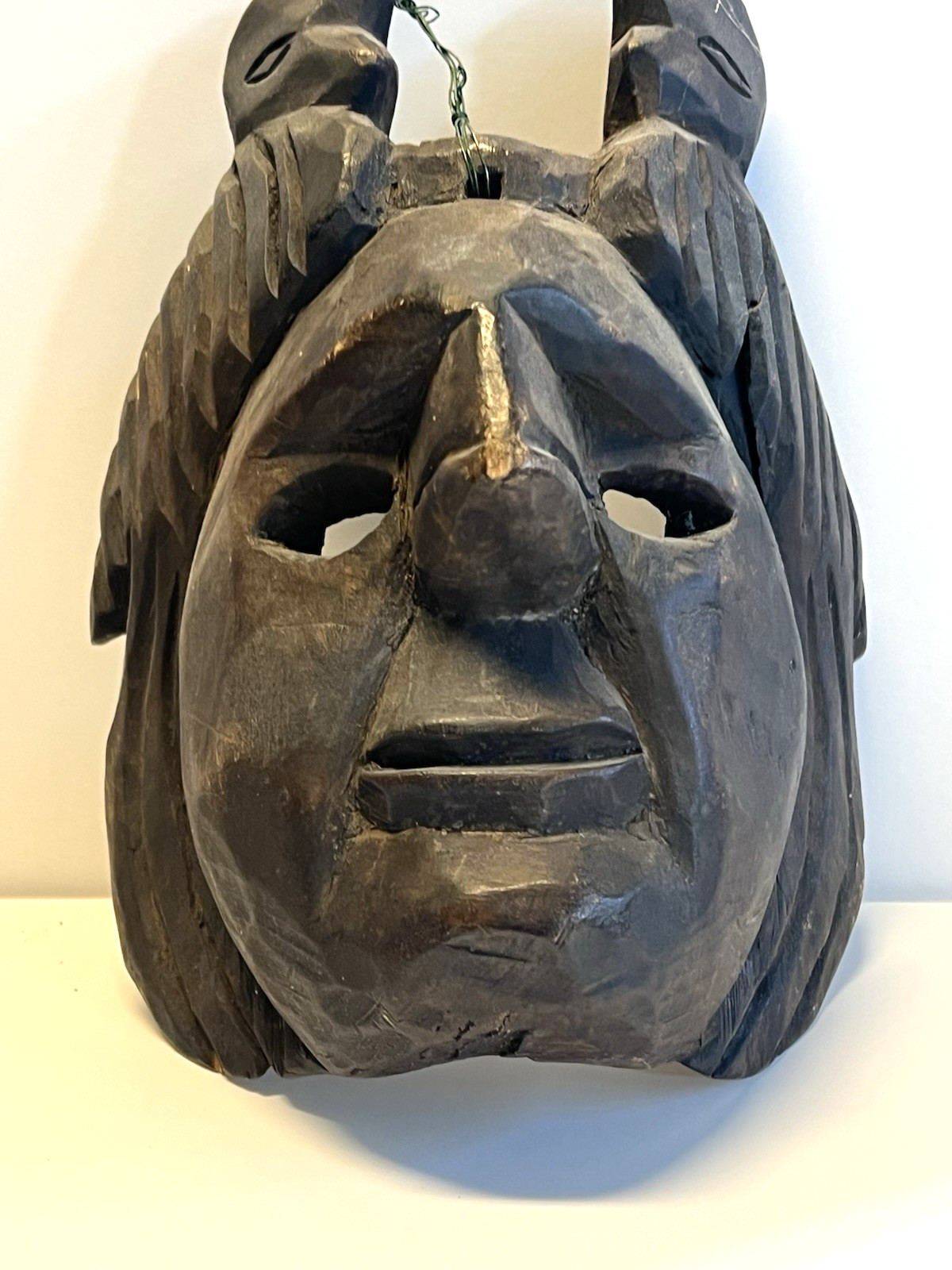 Antique Native American indian Hand Carved Totem Style Wooden Wall Hanging Mask