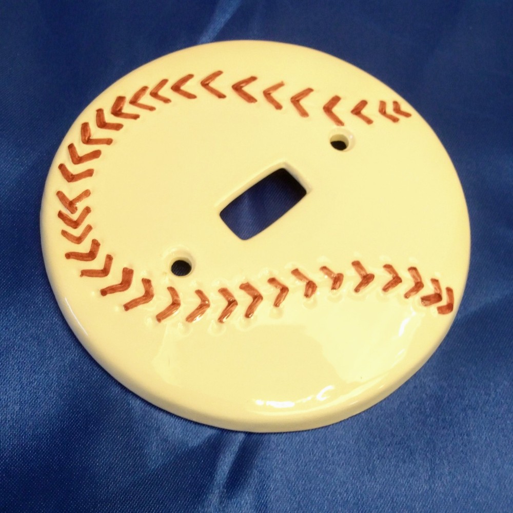 Simple Solutions Hand Painted Ceramic Switch Plate Baseball 4.75" #2