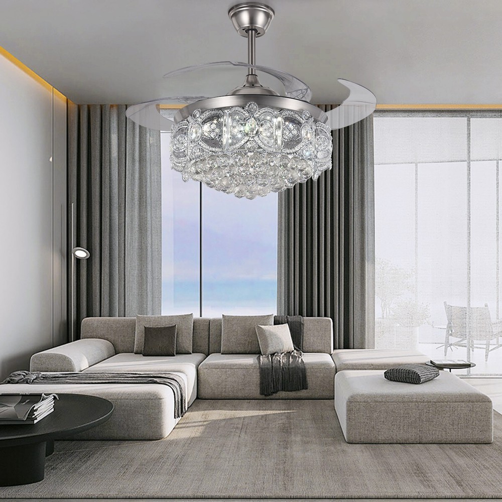 42" Ceiling Fan With Crystal Accents & Remote Control