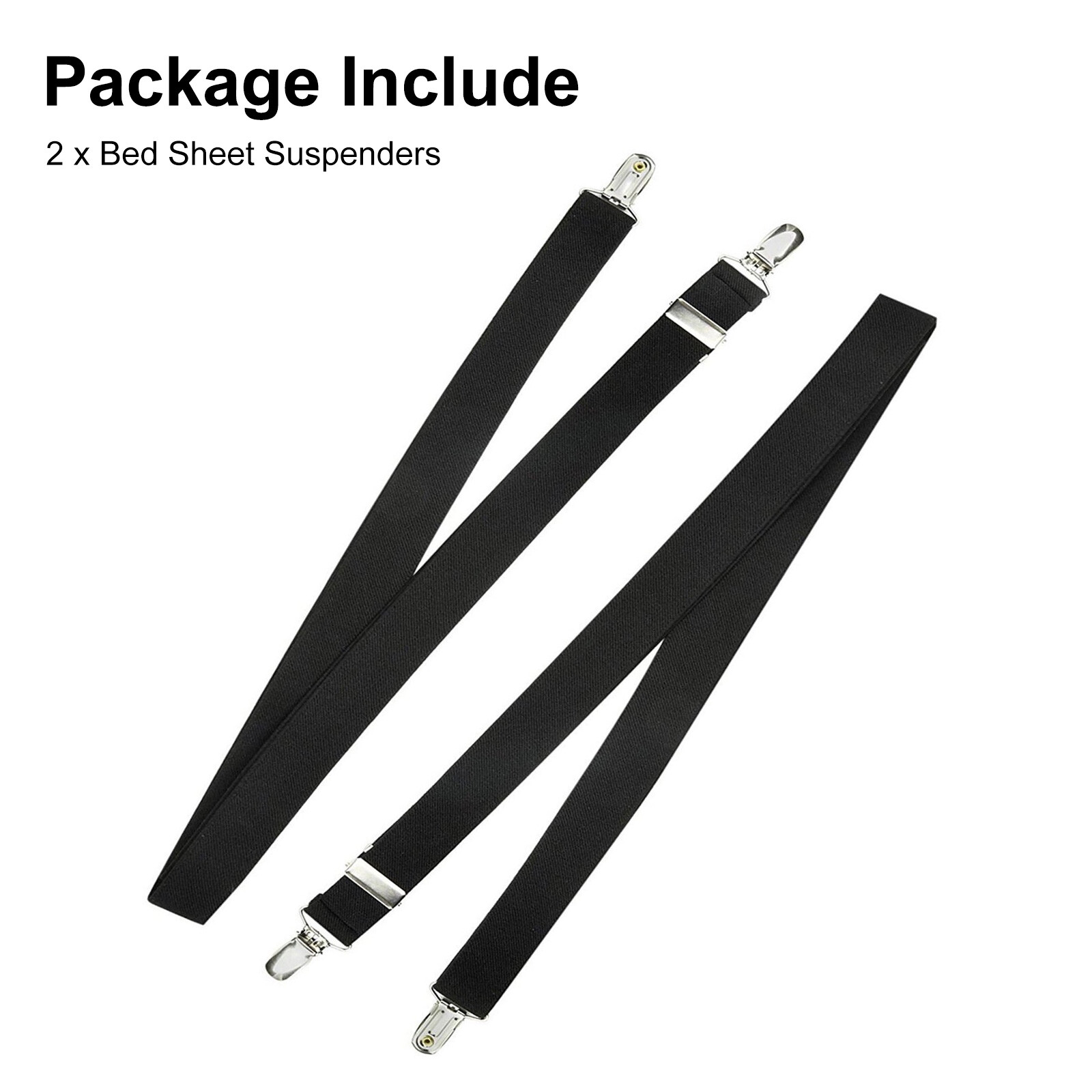 2 PCS Adjustable Bed Fitted Sheet Straps Suspenders Belt Gripper Fastener Clips