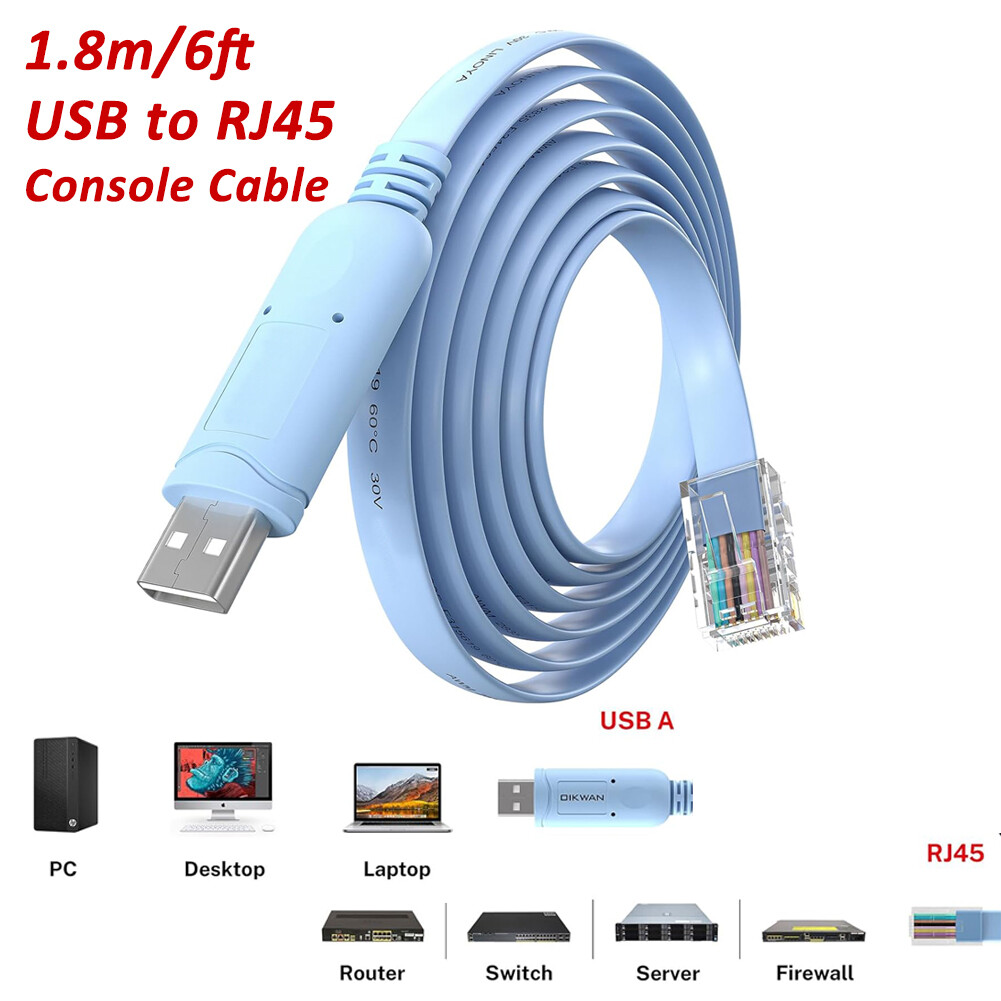 6ft Console Cable USB to RJ45 - Plug & Play Auto Driver for Laptop for Cisco