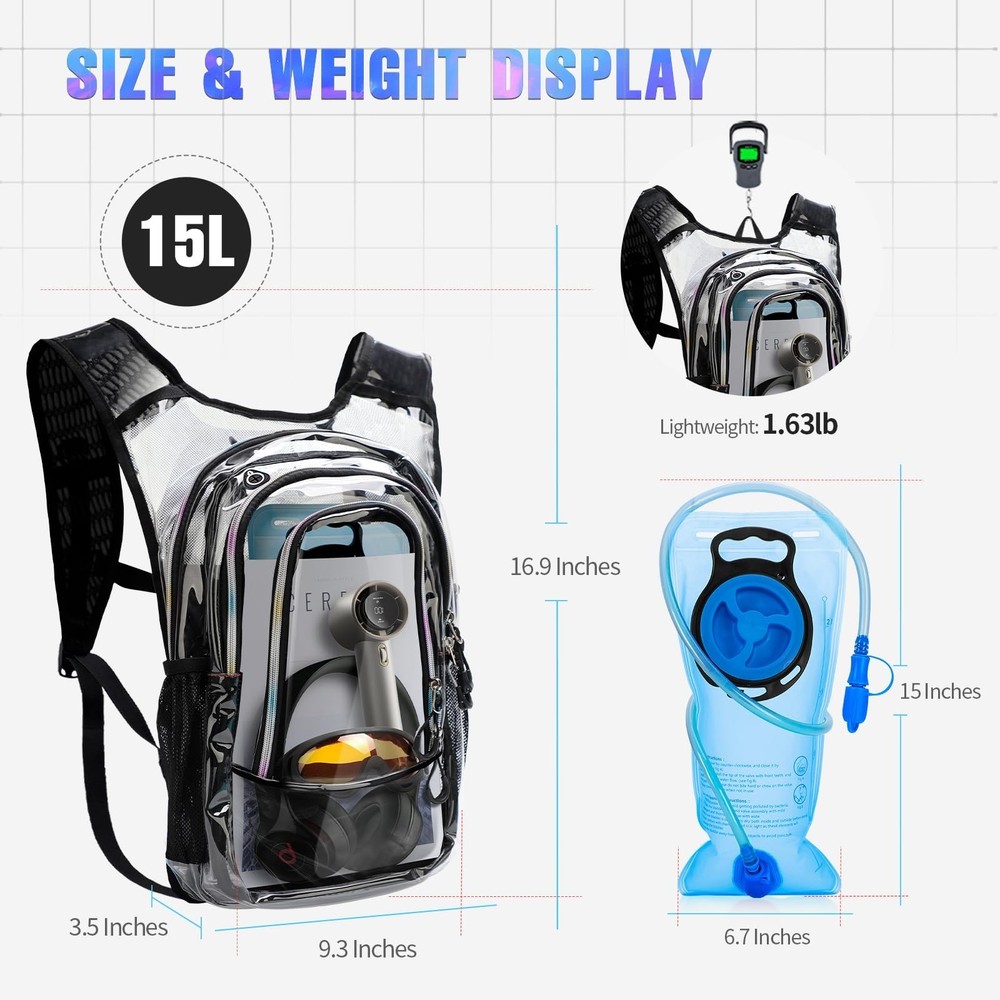 Hydration Backpack, Festival Rave Hydration Pack, Water Backpack with 2L Hydr...
