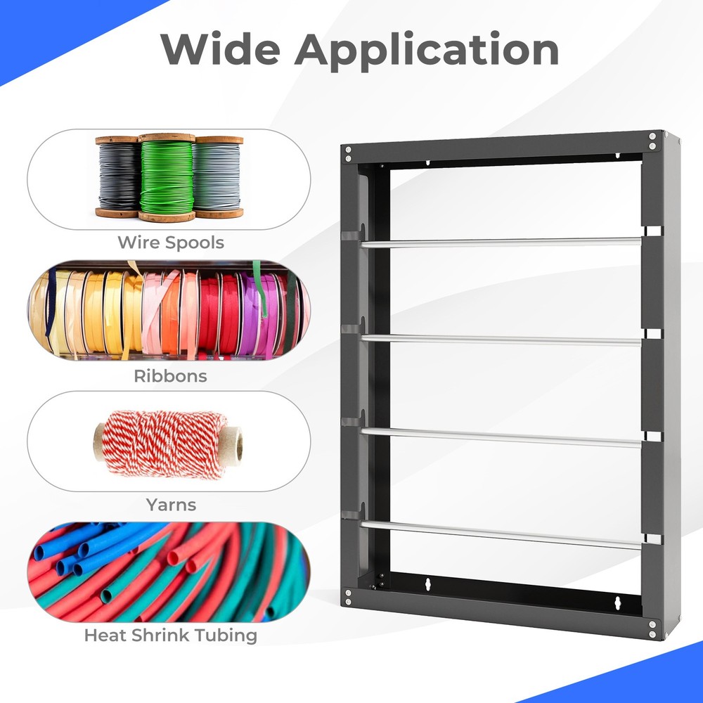 Wire Spool Rack Ribbon Holder Organizer Rack Wall Mounted Cable Dispenser with