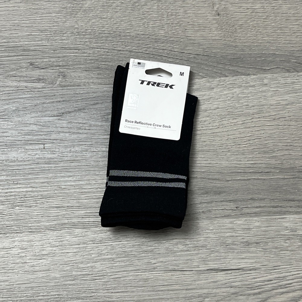 Trek Race Reflective Crew Sock SIZE Medium Black