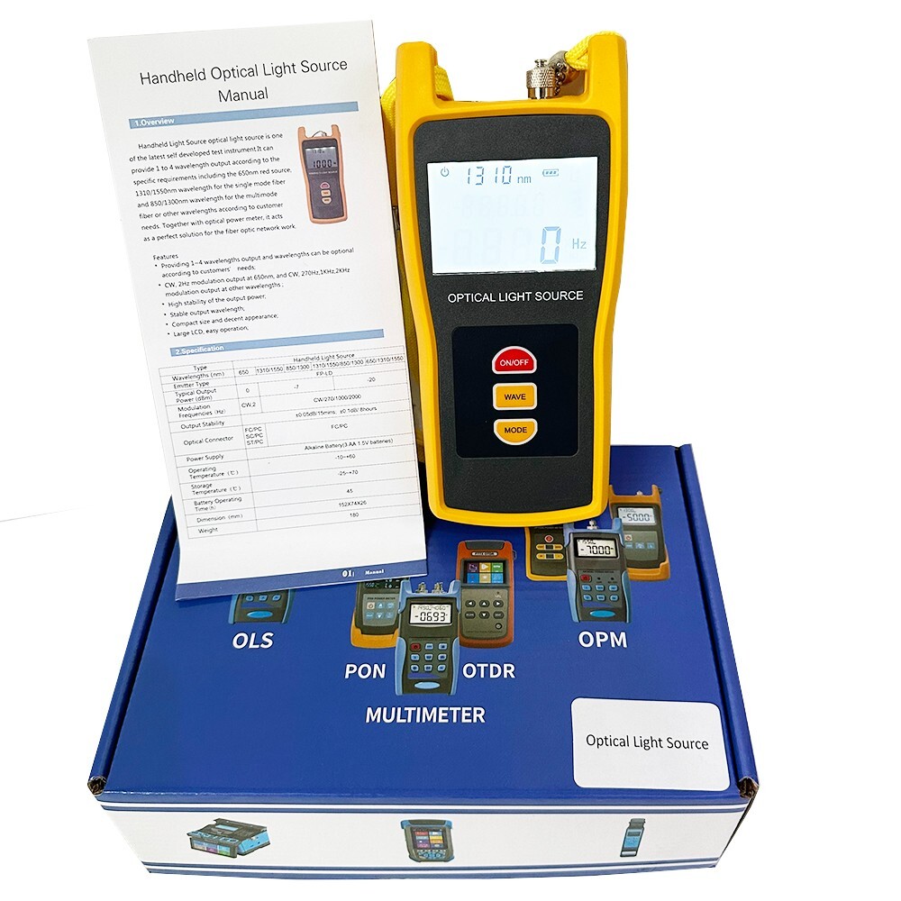 Handheld Optical Light Source Range -7dBm 1310/1550nm for Measuring Optical Loss