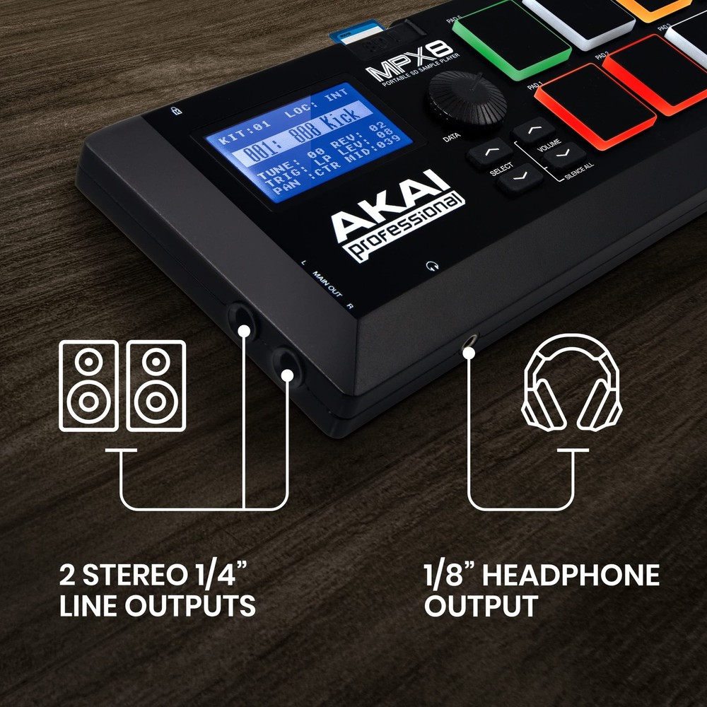 Akai Professional Mpx8 Mobile Audio Midi Controller With 8 Pads Sample Player