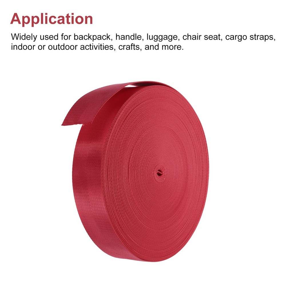 Flat Nylon Webbing Strap 2 Inch 50 Yards Red for Backpack